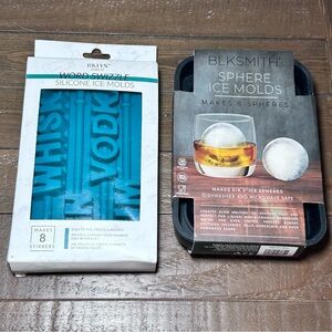 BLKSMITH Sphere 6 Ice Molds and BKLYN Word Swizzle 8 Silicone Ice Molds Bar NEW